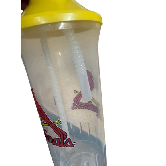 St Louis Cardinals logo plastic 3 yellow lid straw 3 clear yellow souvenir cup - Picture 6 of 7